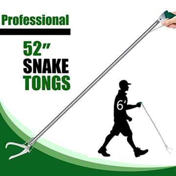 IC ICLOVER 52 Inch Snake Tong + 39.3 Inch Snake Hook, Upgrade Extra Long Professional Grabber & Coll...