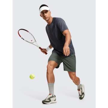 CRZ YOGA Men's 2 in 1 Running Shorts with Liner - 7'' Quick Dry for Workout Sports Athletic with Pockets Grey Sage Large