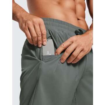 CRZ YOGA Men's 2 in 1 Running Shorts with Liner - 7'' Quick Dry for Workout Sports Athletic with Pockets Grey Sage Large