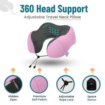 Adjustable Lightweight Memory Foam Travel Neck Pillow