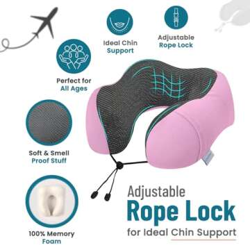 Adjustable Lightweight Memory Foam Travel Neck Pillow