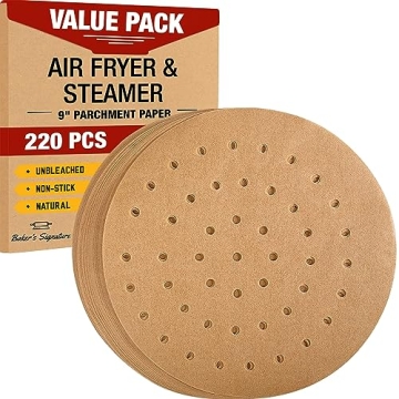 Baker's Signature 9" Round Parchment Paper Liners – 220 Unbleached Bamboo Liners for Easy Cleanup