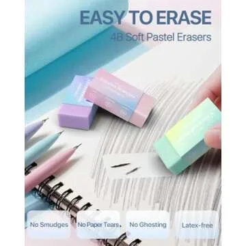 Four Candies Mechanical Pencils 0.7mm, with HB & 2B Lead Refills 0.7, Pastel Eraser Set & Eraser Refills, 16-Count Pack with Case, Cute Aesthetic School Supplies for Writing, Drawing and Sketching