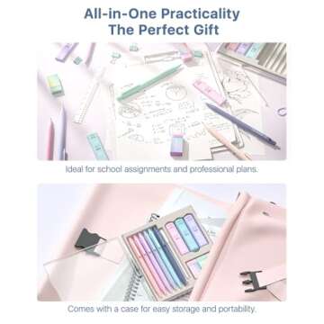 Four Candies Mechanical Pencils 0.7mm, with HB & 2B Lead Refills 0.7, Pastel Eraser Set & Eraser Refills, 16-Count Pack with Case, Cute Aesthetic School Supplies for Writing, Drawing and Sketching