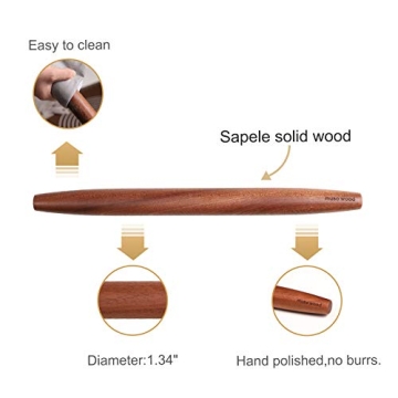 Muso Wood Sapele French Rolling Pin for Baking