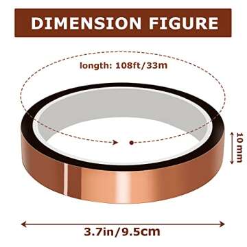 MS WGO High Temperature Tape Heat Tape Heat Resistant Tape Heat Transfer Tape Heat Tape for Sublimation No Residue 10mm X 33m 108ft (Yellow-2 Roll)