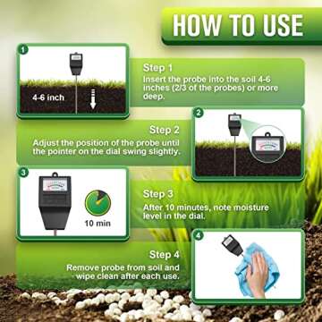 Atree Soil Moisture Meter, Plant Moisture Meter, Plant Water Meter, Hygrometer Moisture Sensor for Garden, Farm, Lawn, Indoor & Outdoor (No Battery Needed)