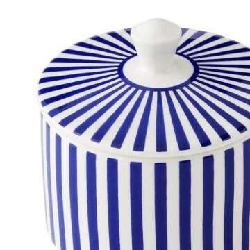 Spode Steccato Covered Sugar Bowl - Ceramic Sugar Bowl with Lid for Kitchen