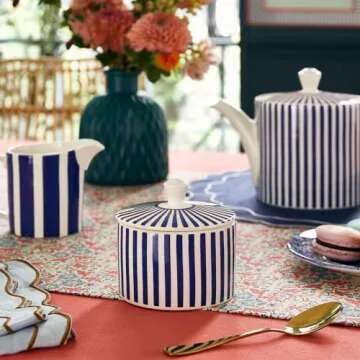 Spode Steccato Covered Sugar Bowl | Elegant Kitchen Essential | 10-Ounce