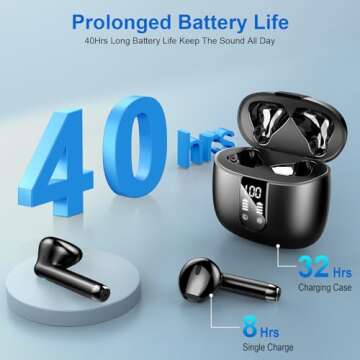 Wireless Earbuds, Bluetooth Headphones V5.4 Stereo Bass Ear buds with ENC Noise Cancelling Mics, 40H...