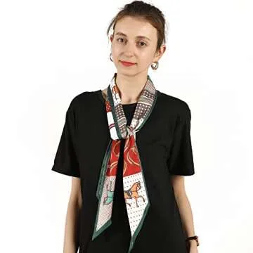 la ceida Skinny Silk Like Hair Scarf for Women Head Wrap Ribbon Handbag Neck Satin Scarves Gift Packed