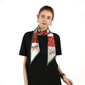 la ceida Skinny Silk Like Hair Scarf for Women Head Wrap Ribbon Handbag Neck Satin Scarves Gift Packed