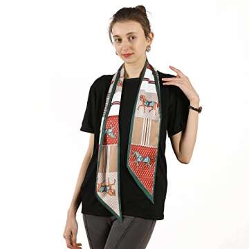 la ceida Skinny Silk Like Hair Scarf for Women Head Wrap Ribbon Handbag Neck Satin Scarves Gift Packed