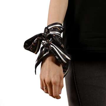 la ceida Skinny Silk Like Hair Scarf for Women Head Wrap Ribbon Handbag Neck Satin Scarves Gift Packed