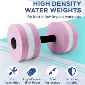 VEAREAR 2Pc Water Dumbells for Aquatic Fitness Fun