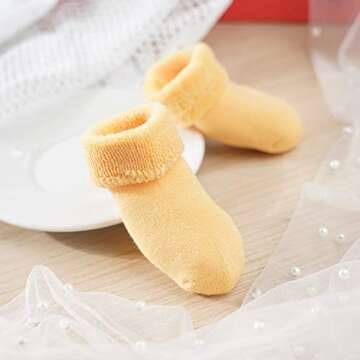 Baby Socks, Fowateda 6 Pairs Toddler Socks Thick & Warm for Newborn Infants Toddlers For 0-12 Months