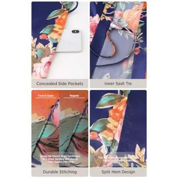 BABEYOND Women's Kimono Robe Long Satin Silky Floral Lightweight Bridesmaid Wedding Bachelorette Party Robe