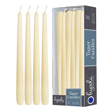 Hyoola 12 Pack Tall Taper Candles - 12 Inch Woolwhite Dripless, Unscented Dinner Candle - Paraffin W...
