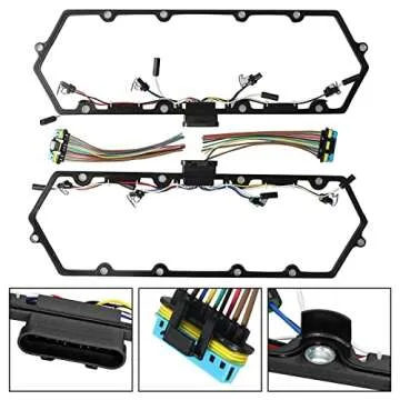 Powerstroke Diesel Valve Cover Gasket Set Compatible with Ford F250 F350 E250 E350 7.3L 1999-2003, Includes Gaskets, Glow Plugs, Harness, Relay, OEM Replaces F81Z-6584-AA 615-201, Easy Installation