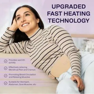Heating Pad for Menstrual Cramps - Portable Cordless Relief with Vibration Settings