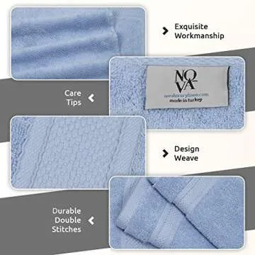 NOVA Luxury Linen - Hotel Quality Turkish Towel Set for Bathroom (6 Pcs Towel Set, Sky Blue)