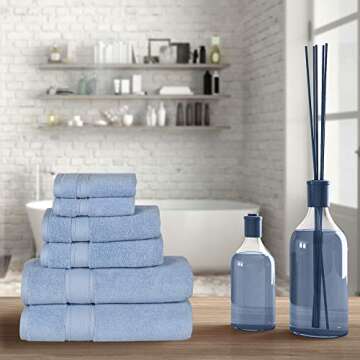 NOVA Luxury Linen - Hotel Quality Turkish Towel Set for Bathroom (6 Pcs Towel Set, Sky Blue)