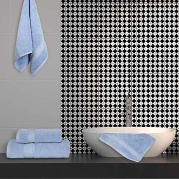 NOVA Luxury Linen - Hotel Quality Turkish Towel Set for Bathroom (6 Pcs Towel Set, Sky Blue)