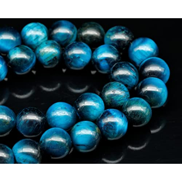 Natural Blue Tiger Eye Beaded Choker - Genuine 8mm Crystal Necklace, Durable Fashion Jewelry, Unique...