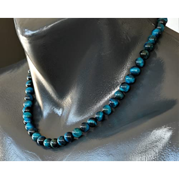 Natural Blue Tiger Eye Choker with 8mm Gemstone Beads