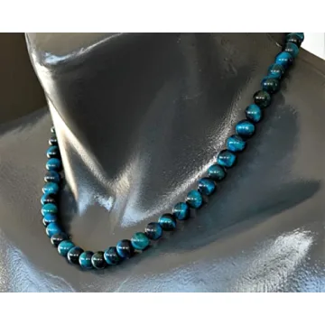 Natural Blue Tiger Eye Choker with 8mm Gemstone Beads