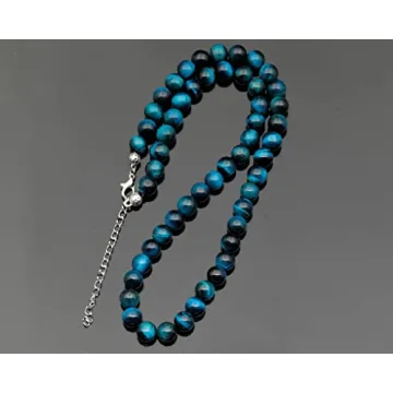 Natural Blue Tiger Eye Choker with 8mm Gemstone Beads