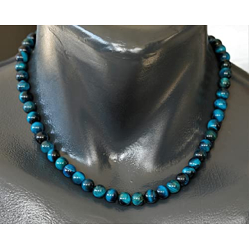 Natural Blue Tiger Eye Choker with 8mm Gemstone Beads
