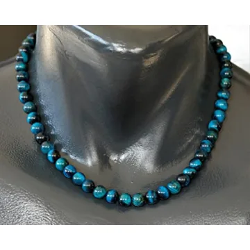 Natural Blue Tiger Eye Choker with 8mm Gemstone Beads