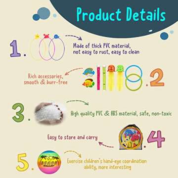 DAUXONE Diving Toys - 27 Pcs Pool Toy Set with Dive Rings for Kids 3-12