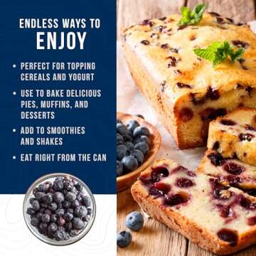 Augason Farms Freeze Dried Whole Blueberries Can, Emergency Food Supply, Everyday Meals, 26 Servings