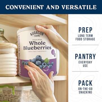 Augason Farms Freeze Dried Whole Blueberries Can, Emergency Food Supply, Everyday Meals, 26 Servings