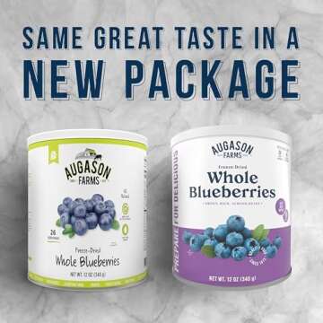 Augason Farms Freeze Dried Whole Blueberries Can, Emergency Food Supply, Everyday Meals, 26 Servings