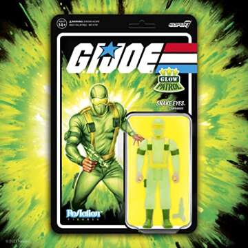 Super7 G.I. Joe Snake Eyes (Glow Patrol) - 3.75" G.I. Joe Action Figure with Accessories Classic Cartoon Collectibles and Retro Toys
