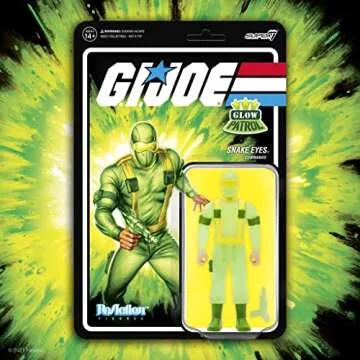Super7 G.I. Joe Snake Eyes (Glow Patrol) - 3.75" G.I. Joe Action Figure with Accessories Classic Cartoon Collectibles and Retro Toys