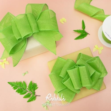 Ribbli Apple Green Wired Ribbon for Wreaths & Bows