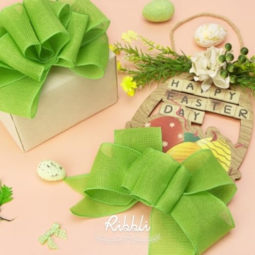 Ribbli Apple Green Wired Ribbon for Wreaths & Bows