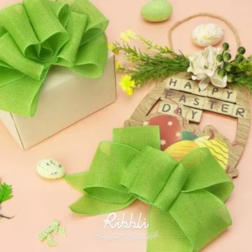 Ribbli Apple Green Wired Ribbon for Wreaths & Bows