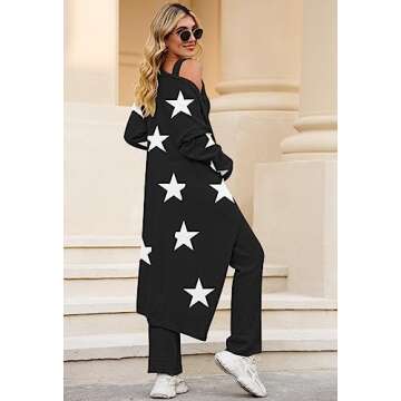 TOLENY Women's Fuzzy 3 Piece Lounge Sets Sweatsuits Open Front Cardigan Crop Tank Tops Wide Legs Pants Outfits