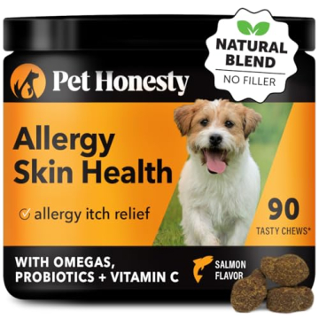 Pet Honesty Allergy Skin Health Chews for Dogs 90 Ct - Natural Allergy Relief with Probiotics