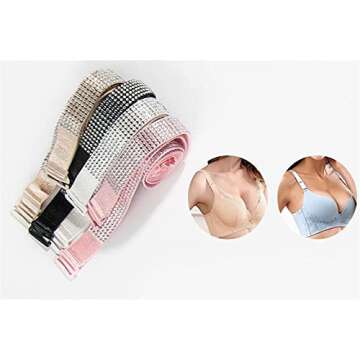 Women Sexy Invisiable Hot Rhinestones Bra Shoulder Strap Non-Slip Adjustable Intimates Accessories Ladies Lingerie Bra Straps 3Pairs/Pack