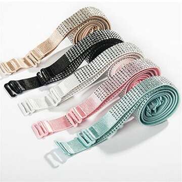 Women Sexy Invisiable Hot Rhinestones Bra Shoulder Strap Non-Slip Adjustable Intimates Accessories Ladies Lingerie Bra Straps 3Pairs/Pack