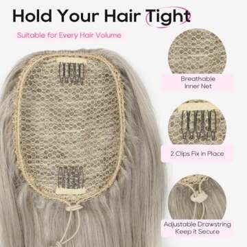 REECHO Ponytail Extension Clip-in Wavy 22inch Hairpiece