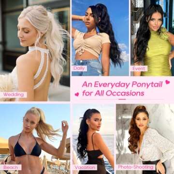 REECHO Ponytail Extension Clip-in Wavy 22inch Hairpiece