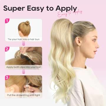REECHO Ponytail Extension Clip-in Wavy 22inch Hairpiece