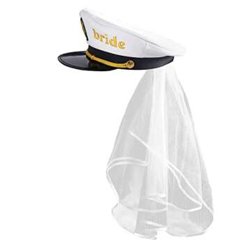 MGupzao Bride Sailor Hat with Veil for Bachelorette Fun